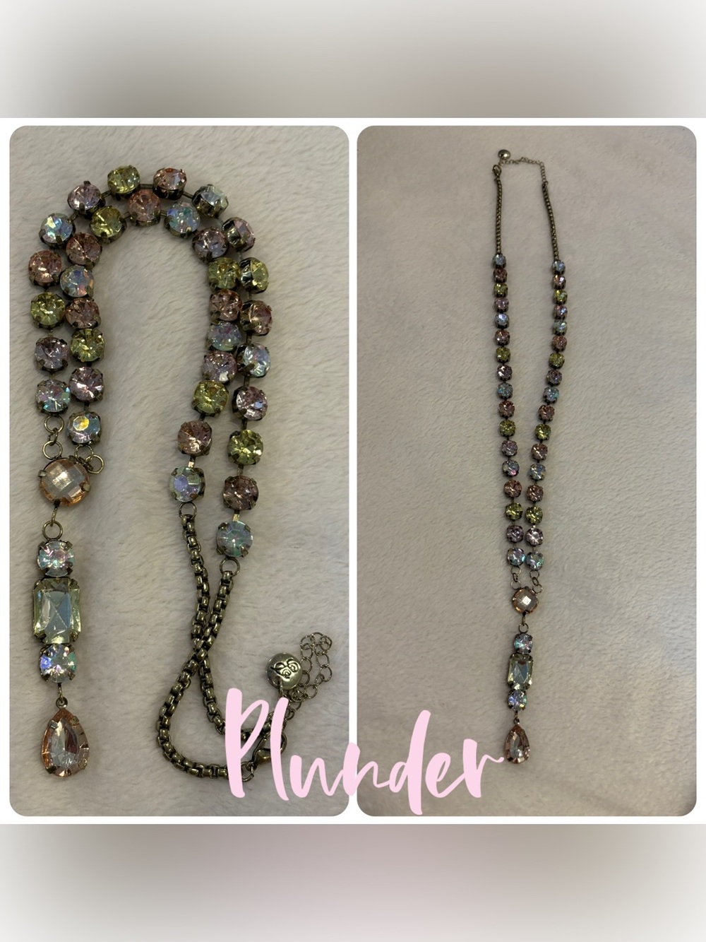 Plunder Design Pastel Crystal Drop Necklace - Multi-Color Rhinestone